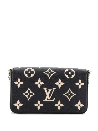 Pre-owned Louis Vuitton Felicie Pochette Bicolor Monogram Empreinte Giant Crossbody Bag In Black