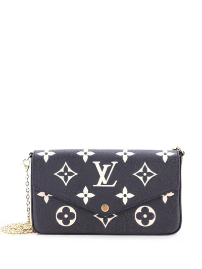Pre-owned Louis Vuitton Felicie Pochette Bicolor Monogram Empreinte Giant Crossbody Bag In Black