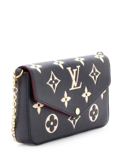 Pre-owned Louis Vuitton Felicie Pochette Bicolor Monogram Empreinte Giant Crossbody Bag In Black