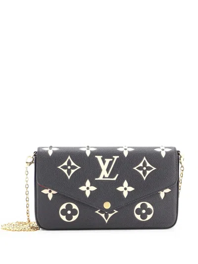Pre-owned Louis Vuitton Felicie Pochette Bicolor Monogram Empreinte Giant Crossbody Bag In Black