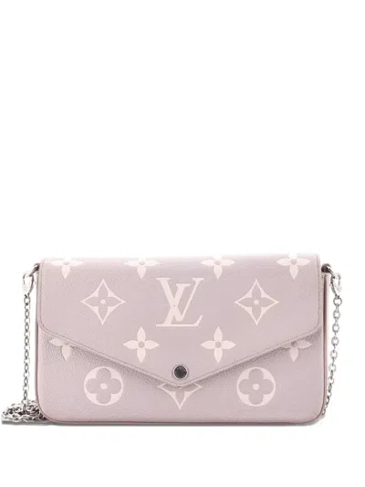 Pre-owned Louis Vuitton Felicie Pochette Bicolor Monogram Empreinte Giant Crossbody Bag In Neutral