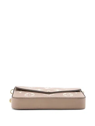 Pre-owned Louis Vuitton Felicie Pochette Bicolor Monogram Empreinte Giant Crossbody Bag In Neutral