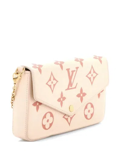Pre-owned Louis Vuitton Felicie Pochette Bicolor Monogram Empreinte Giant Crossbody Bag In Neutral