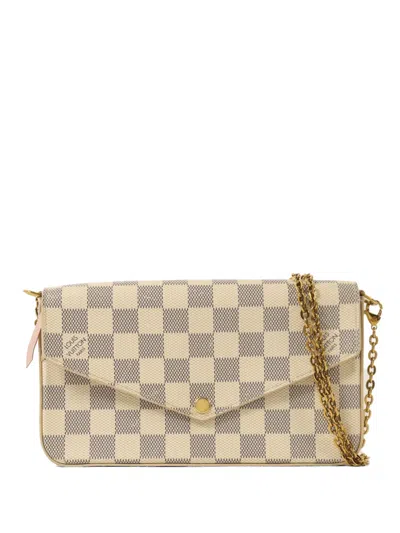 Pre-owned Louis Vuitton Felicie Pochette Damier Azur Canvas Shoulder Bag In Neutral