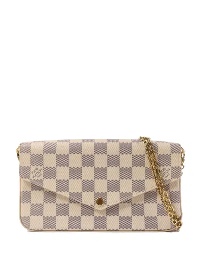 Pre-owned Louis Vuitton Felicie Pochette Damier Azur Tote Bag In Neutral