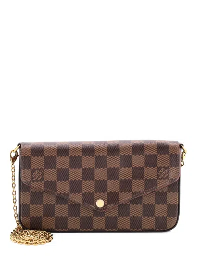 Pre-owned Louis Vuitton Felicie Pochette Damier Crossbody Bag In Brown