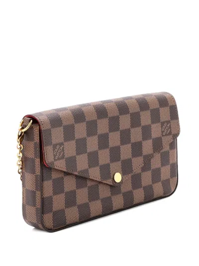 Pre-owned Louis Vuitton Felicie Pochette Damier Crossbody Bag In Brown