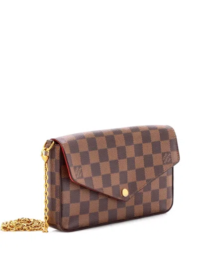 Pre-owned Louis Vuitton Felicie Pochette Damier Crossbody Bag In Brown