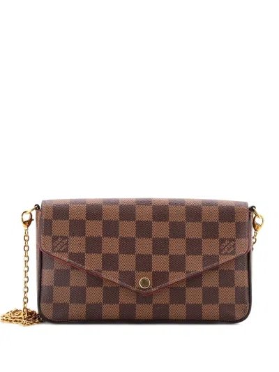 Pre-owned Louis Vuitton Felicie Pochette Damier Crossbody Bag In Brown