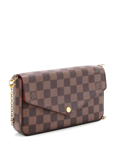 Pre-owned Louis Vuitton Felicie Pochette Damier Crossbody Bag In Brown