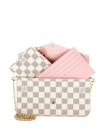 Pre-owned Louis Vuitton Felicie Pochette Damier Crossbody Bag In Pink