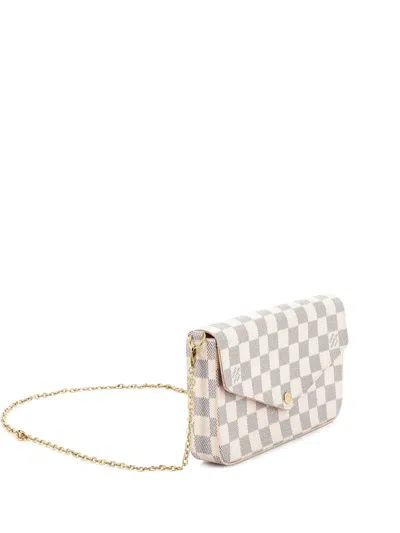 Pre-owned Louis Vuitton Felicie Pochette Damier Crossbody Bag In White