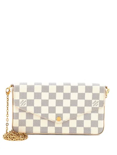 Pre-owned Louis Vuitton Felicie Pochette Damier Crossbody Bag In White
