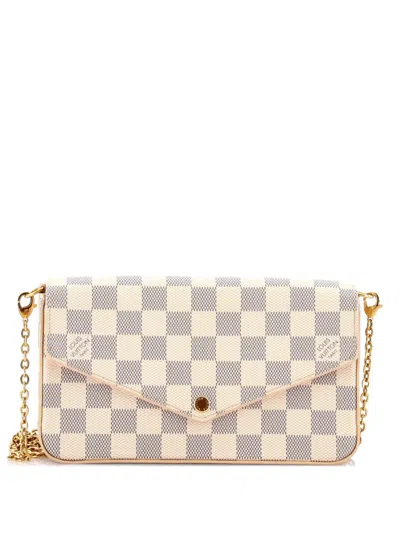 Pre-owned Louis Vuitton Felicie Pochette Damier Crossbody Bag In White