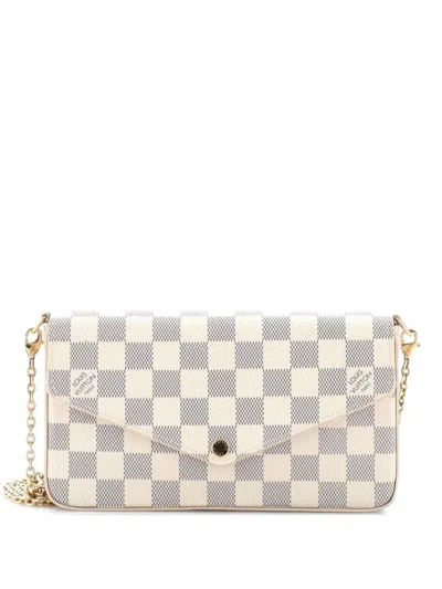 Pre-owned Louis Vuitton Felicie Pochette Damier Crossbody Bag In White