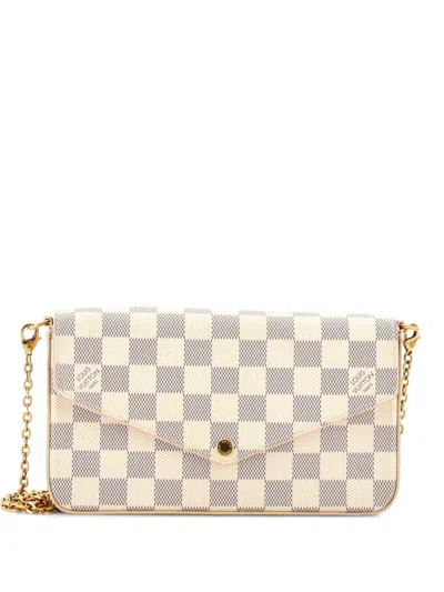 Pre-owned Louis Vuitton Felicie Pochette Damier Crossbody Bag In White