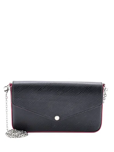 Pre-owned Louis Vuitton Felicie Pochette Epi Leather Crossbody Bag In Black