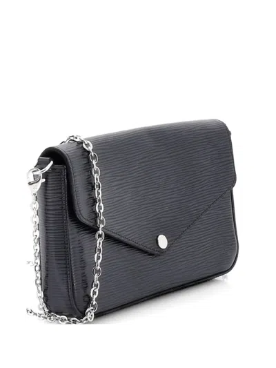 Pre-owned Louis Vuitton Felicie Pochette Epi Leather Crossbody Bag In Black