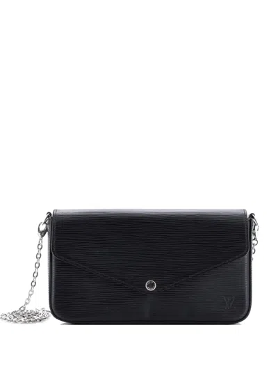 Pre-owned Louis Vuitton Felicie Pochette Epi Leather Crossbody Bag In Black