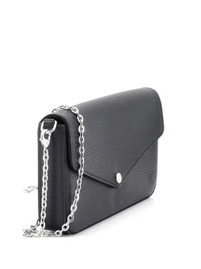 Pre-owned Louis Vuitton Felicie Pochette Epi Leather Crossbody Bag In Black