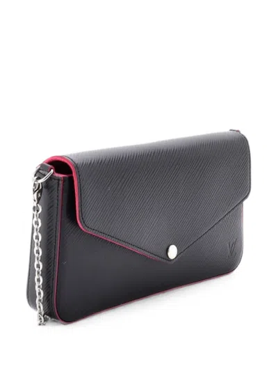 Pre-owned Louis Vuitton Felicie Pochette Epi Leather Crossbody Bag In Black