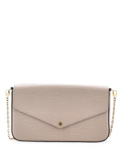 Pre-owned Louis Vuitton Felicie Pochette Epi Leather Crossbody Bag In Grey