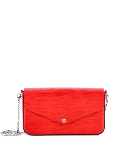 Pre-owned Louis Vuitton Felicie Pochette Epi Leather Crossbody Bag In Red