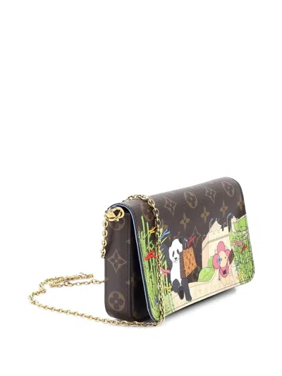 Pre-owned Louis Vuitton Felicie Pochette Limited Edition Vivienne Xmas Monogram Canvas Crossbody Bag In Brown