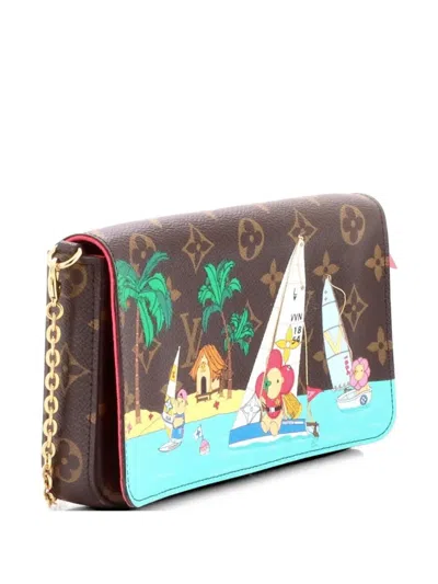 Pre-owned Louis Vuitton Felicie Pochette Limited Edition Vivienne Xmas Monogram Canvas Crossbody Bag In Brown