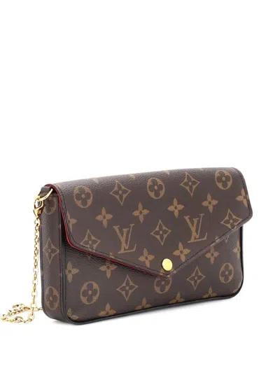 Pre-owned Louis Vuitton Felicie Pochette Monogram Canvas Crossbody Bag In Brown