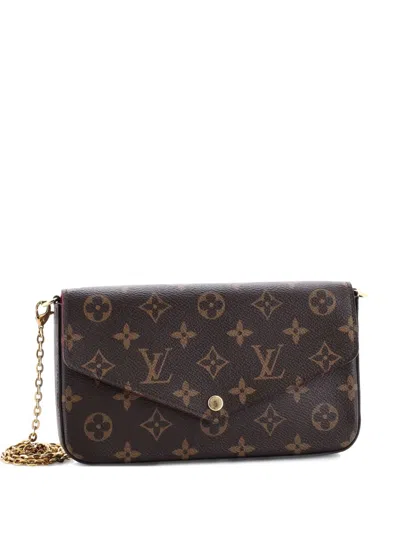 Pre-owned Louis Vuitton Felicie Pochette Monogram Canvas Crossbody Bag In Brown