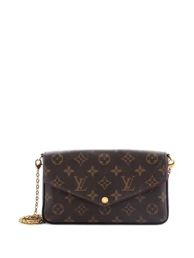Pre-owned Louis Vuitton Felicie Pochette Monogram Canvas Crossbody Bag In Brown