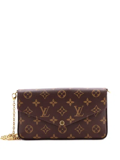 Pre-owned Louis Vuitton Felicie Pochette Monogram Canvas Crossbody Bag In Brown