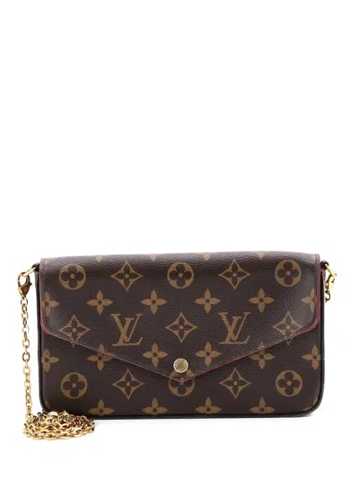 Pre-owned Louis Vuitton Felicie Pochette Monogram Canvas Crossbody Bag In Brown