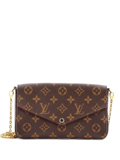 Pre-owned Louis Vuitton Felicie Pochette Monogram Canvas Crossbody Bag In Brown