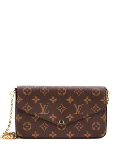 Pre-owned Louis Vuitton Felicie Pochette Monogram Canvas Crossbody Bag In Brown