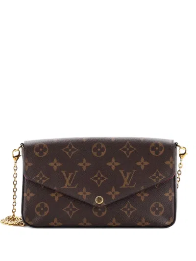 Pre-owned Louis Vuitton Felicie Pochette Monogram Canvas Crossbody Bag In Brown