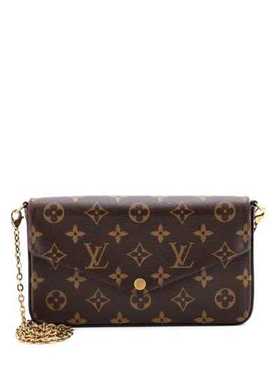 Pre-owned Louis Vuitton Felicie Pochette Monogram Canvas Crossbody Bag In Brown