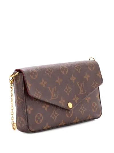 Pre-owned Louis Vuitton Felicie Pochette Monogram Canvas Crossbody Bag In Brown
