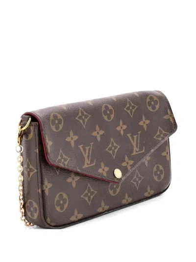 Pre-owned Louis Vuitton Felicie Pochette Monogram Canvas Crossbody Bag In Brown