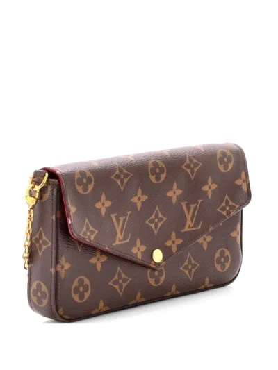 Pre-owned Louis Vuitton Felicie Pochette Monogram Canvas Crossbody Bag In Brown