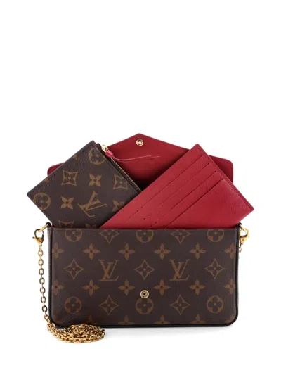 Pre-owned Louis Vuitton Felicie Pochette Monogram Canvas Crossbody Bag In Brown