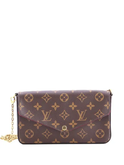 Pre-owned Louis Vuitton Felicie Pochette Monogram Canvas Crossbody Bag In Brown