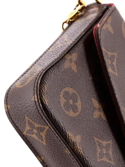 Pre-owned Louis Vuitton Felicie Pochette Monogram Canvas Crossbody Bag In Brown