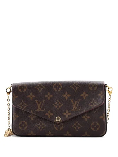 Pre-owned Louis Vuitton Felicie Pochette Monogram Canvas Crossbody Bag In Brown