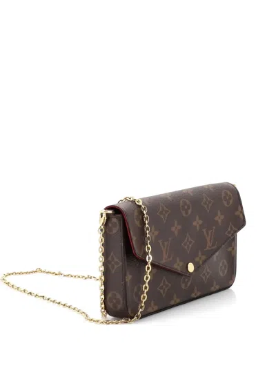 Pre-owned Louis Vuitton Felicie Pochette Monogram Canvas Crossbody Bag In Brown