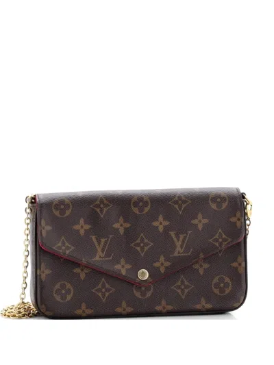 Pre-owned Louis Vuitton Felicie Pochette Monogram Canvas Crossbody Bag In Brown