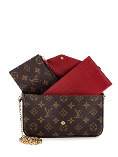 Pre-owned Louis Vuitton Felicie Pochette Monogram Canvas Crossbody Bag In Brown