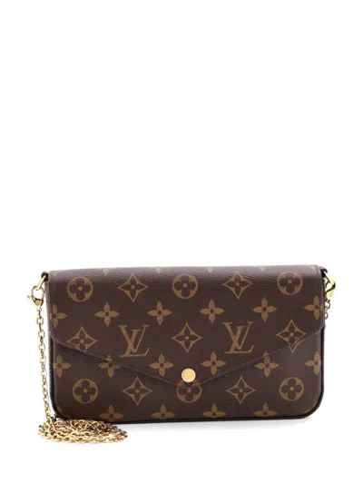 Pre-owned Louis Vuitton Felicie Pochette Monogram Canvas Crossbody Bag In Brown