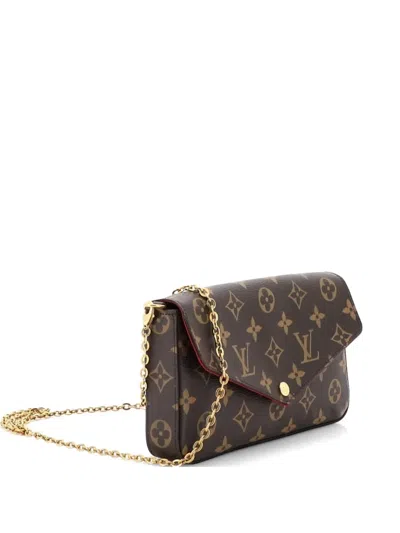 Pre-owned Louis Vuitton Felicie Pochette Monogram Canvas Crossbody Bag In Brown